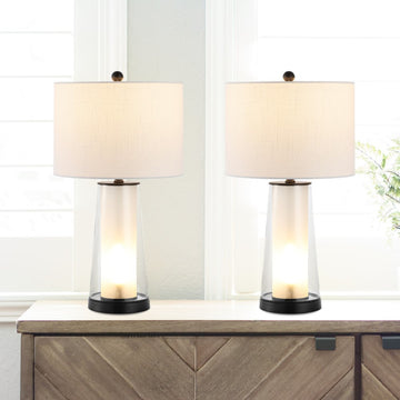 Tryon Modern Minimalist Glass/Iron Nightlight LED Table Lamp - JONATHAN Y